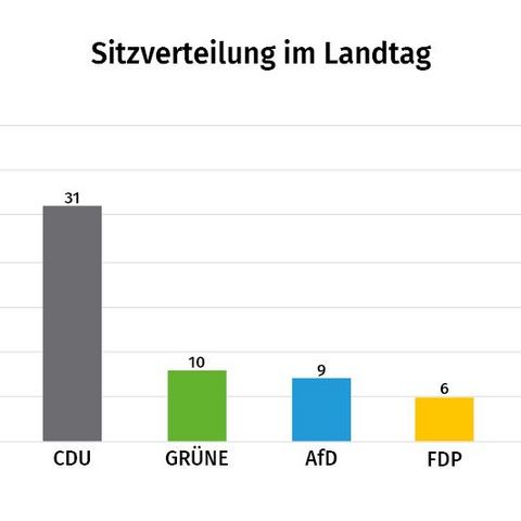39 SPD, 31 CDU, 10 GRÜNE, 9 AfD, 6 FDP, 6 FW