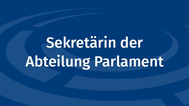 Symbolbild: Logo des Landtags mit Schriftzug Sekretärin der Abteilung Parlament