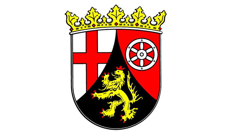 Auf dem Bild sieht man das Wappen von Rheinland-Pfalz.