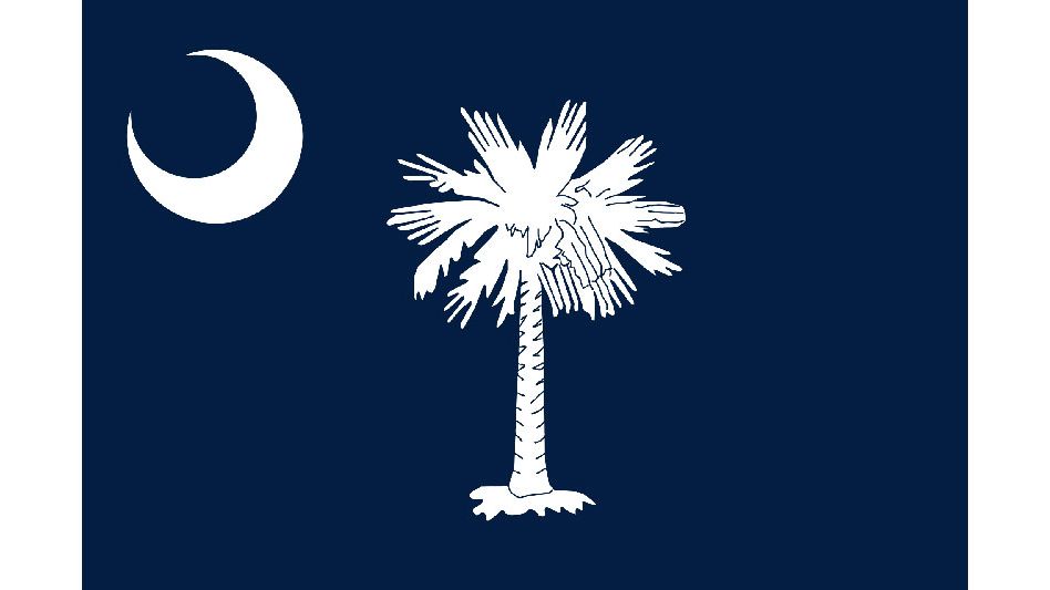 Wappen des Bundesstaates South Carolina (United States of America); Palme und Mondsichel auf dunkelblauem Hintergrund