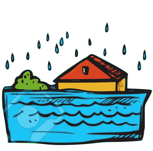 Symbolbild: Flut durch Regen, Haus unter Wasser